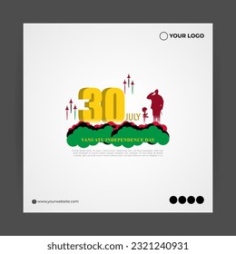 Vector illustration of Vanuatu Independence Day 30 July social media story feed mockup template