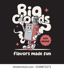 Vector Illustration of Vape Mascot with Retro Mascot Illustration Available for Tshirt Design