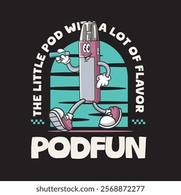 Vector Illustration of Vape Mascot with Retro Mascot Illustration Available for Tshirt Design