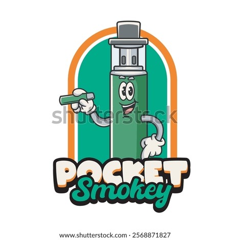 Vector Illustration of Vape Mascot with Retro Mascot Illustration Available for Logo Badge