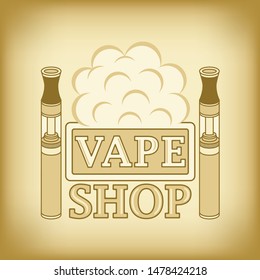 Vector illustration of the vape shop banner, emblem or logo