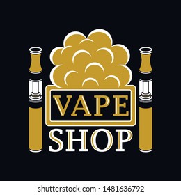Vector illustration of the vape shop banner, emblem or logo
