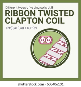 Vector illustration vaping coil. Part of big set. Ribbon twisted clapton.