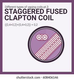 Vector illustration vaping coil. Part of big set. Staggered fused clapton.