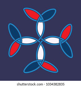 Vector illustration: variant of the Carolingian cross isolated. A Christian cross formed by celtic knot triquetras. This symbol often associated with Emperor Charlemagne and Franks peoples.
