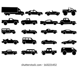 Vector illustration of a variety of cars