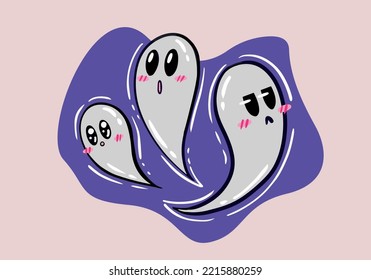 Vector illustration of a variety of cartoon ghosts.