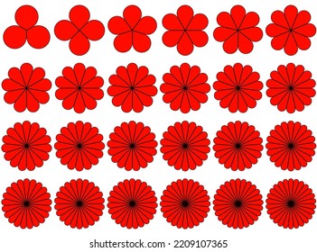 Vector illustration is a variety of different numbers of petals.