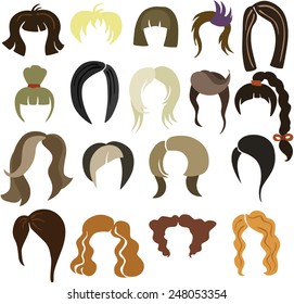 vector illustration of a variety of hairstyles