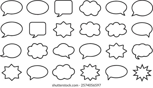vector illustration of variety speech and thought bubble shapes.