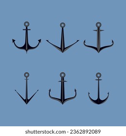 vector illustration of various anchor shapes