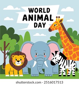 A vector illustration of various animals in a wildlife