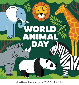 A vector illustration of various animals in a wildlife