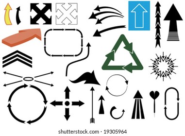 Vector illustration of various arrow shapes isolated on separate layers