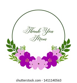 Vector illustration various art purple wreath frame with thank you mom