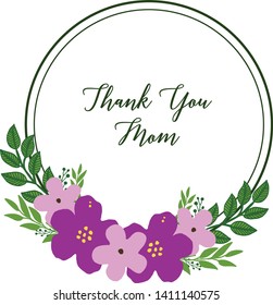 Vector illustration various art purple wreath frame with thank you mom