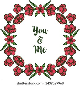 Vector illustration various art red wreath frame for card you and me