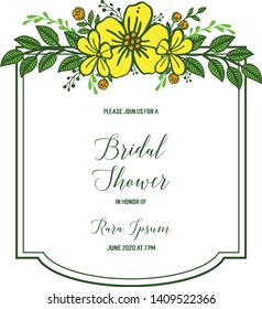Vector illustration various art yellow wreath frame for card decor bridal shower