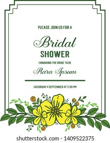 Vector illustration various art yellow wreath frame for card decor bridal shower
