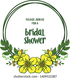 Vector illustration various art yellow wreath frame for card decor bridal shower