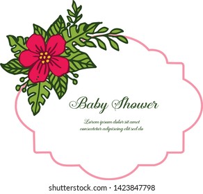 Vector illustration various artwork red flower frame for lettering baby shower