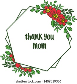 Vector illustration various beauty of orange flower frame for card thank you mom