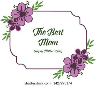 Vector illustration various beauty purple flower frame with banner of best mom