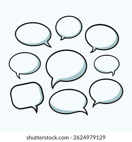 Vector illustration of various blank speech bubbles or chat clouds for design and communication themes. eps