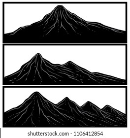 Vector illustration of various bold black mountain