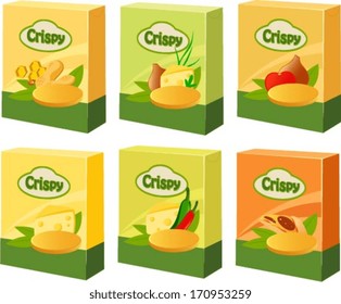 Vector illustration of various boxes of crackers.