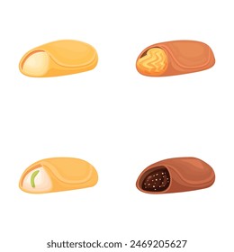 Vector illustration of various bread types including whole grain and white bread