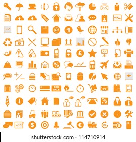 Vector illustration of various business, media, internet icons.