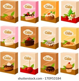 Vector illustration of various cake mixes.