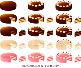 Vector illustration of various cakes. svg