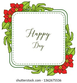Vector illustration various card happy day with beauty leaf flower frame