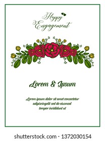 Vector illustration various card happy engagement with decoration flower frame hand drawn