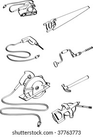 vector illustration of various carpenter's tools