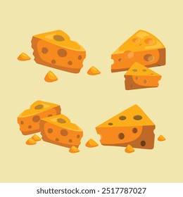 Ilustração vetorial de vários tipos de queijo