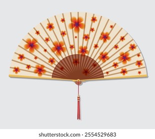 Vector illustration of various Chinese fans for fashion and cooling purposes.