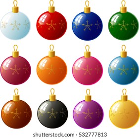 Vector illustration of various Christmas ball globes.