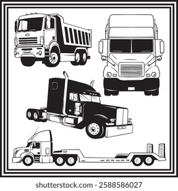 Vector Illustration of Various Commercial Trucks