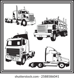 Vector Illustration of Various Commercial Trucks