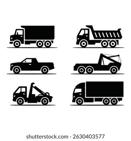 Vector Illustration of Various Commercial Vehicles
