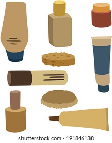 vector illustration of various cosmetics 