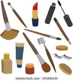 vector illustration of various cosmetics 