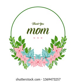 Vector illustration various crowd colorful flower frame for template mom hand drawn