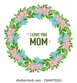 Vector illustration various crowd colorful flower frame for template mom hand drawn