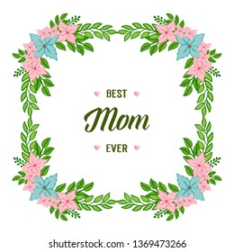 Vector illustration various crowd colorful flower frame for template mom hand drawn