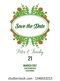 Vector illustration various crowd of leaf flower frame for writing save the date hand drawn