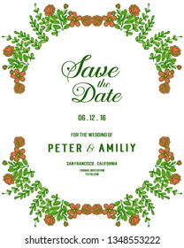 Vector illustration various crowd of leaf flower frame for writing save the date hand drawn